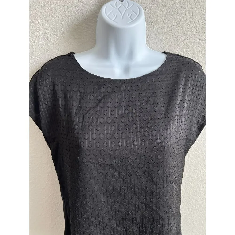 Vince Camuto Black Lace Overlay Blouse Women's XS Short Sleeve